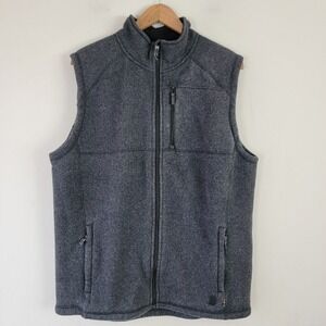 Smartwool Echo Lake Vest Mens M Gray Fleece Full Zip Hi Neck Pockets‎ Sleeveless